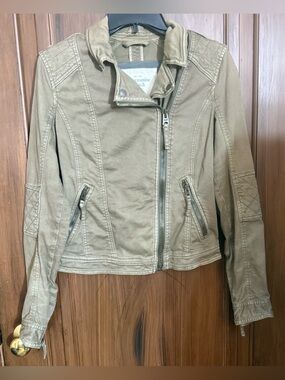 Abercrombie & Fitch Women's Green Utility Moto Jacket L